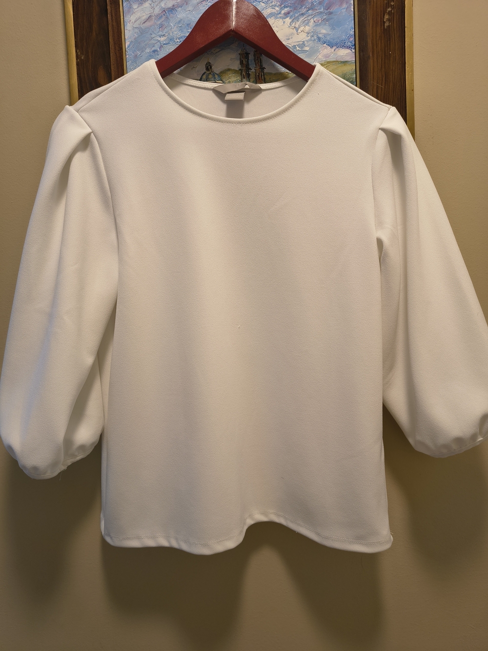 H&M White Puff Sleeve Long Sleeve Top